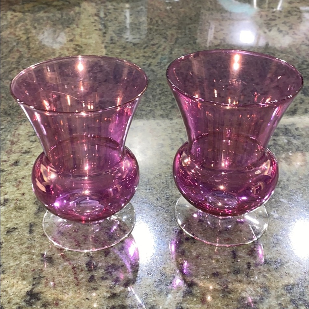 Set of Two Iridescent Vases